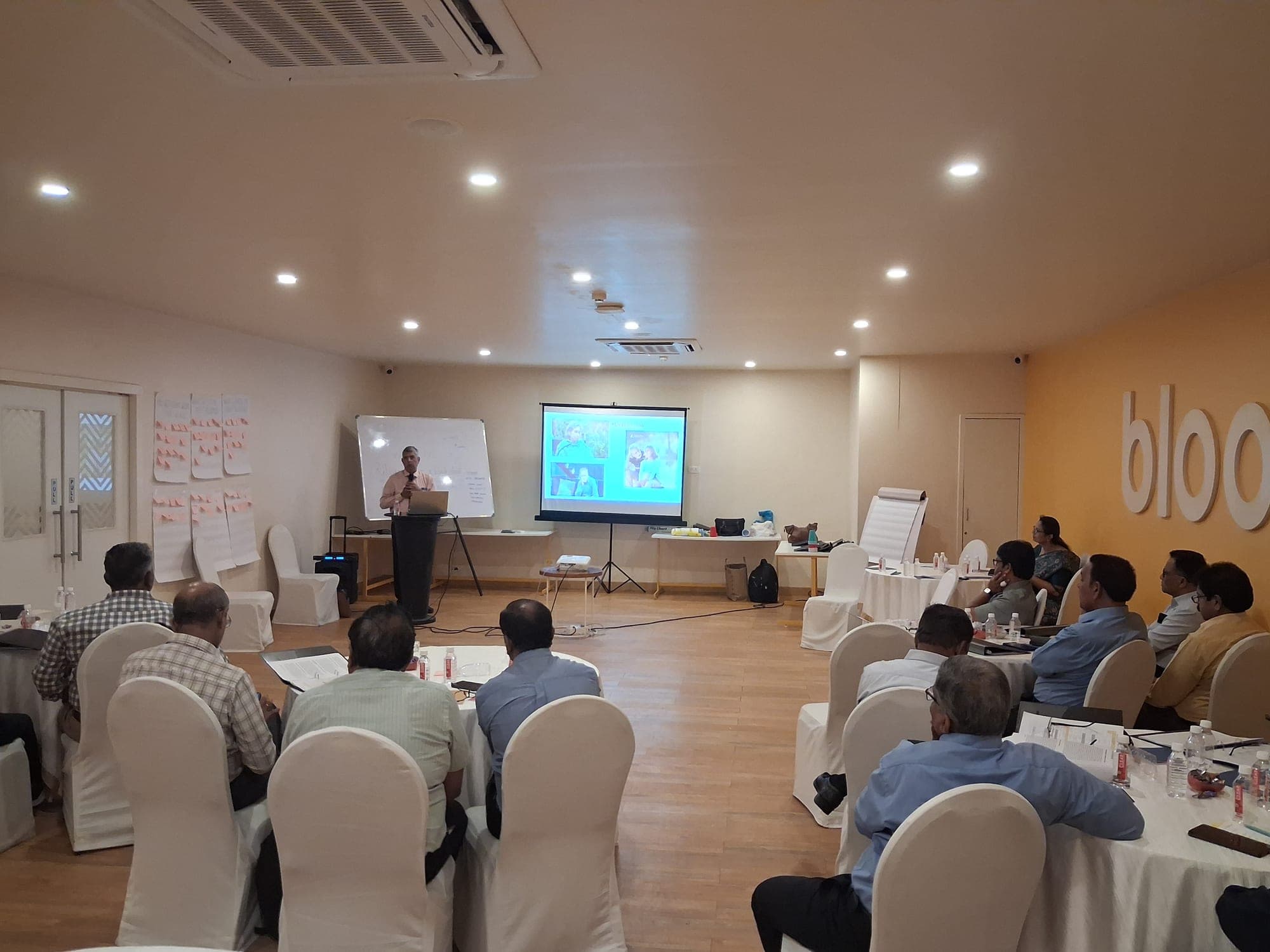 Facilitator presenting at the Coromandel LIFE 2.0 workshop, Bloom Hub Guindy